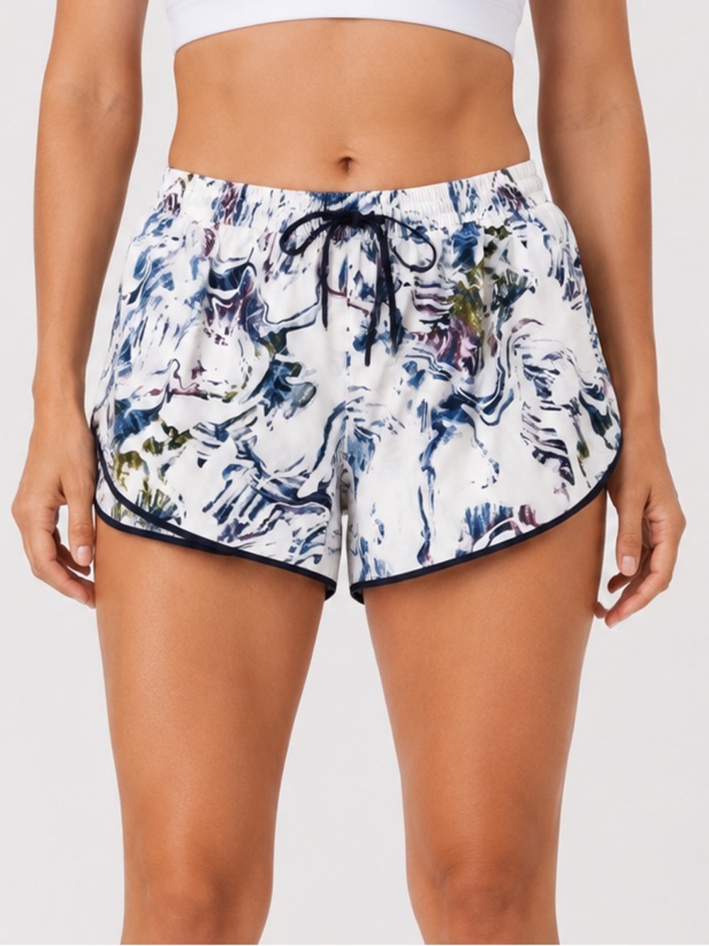 CALIA Women’s High-Rise Step Up Running Shorts XXL white Abstract Print NWT